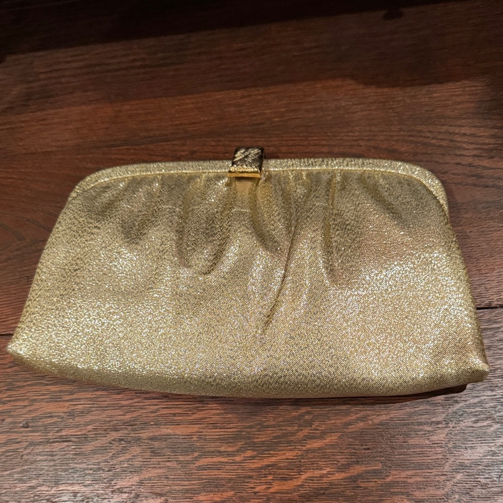 VTG NEW After Five Cocktail Bag made in USA Shimmering Gold 2 pc Evening Clutch